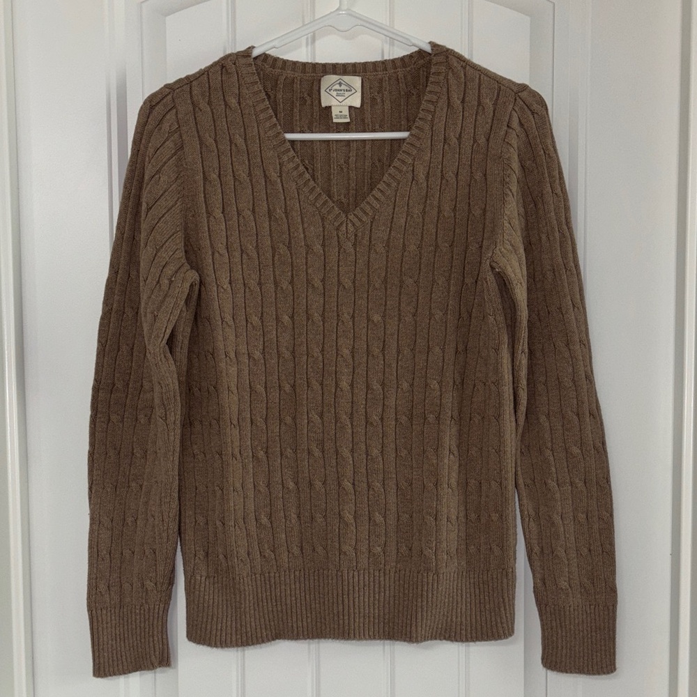 St. John's Bay Women's Brown V-Neck Sweater